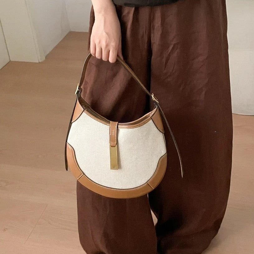 Stitching Leather Lazy Old Money Style Tote Bag