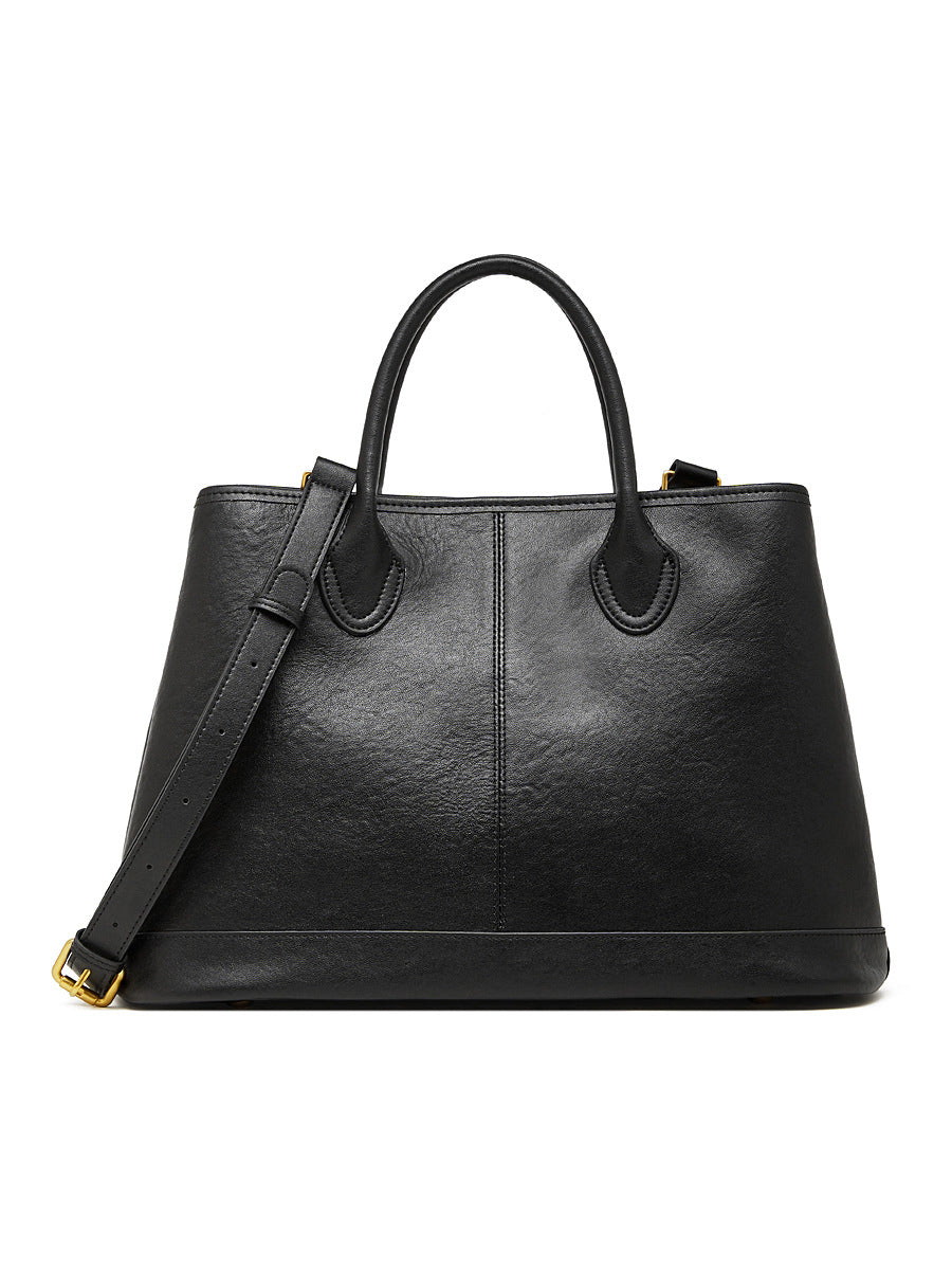 Women's Simple Large Capacity Commuter First Layer Cowhide Versatile Fashion Portable Bags
