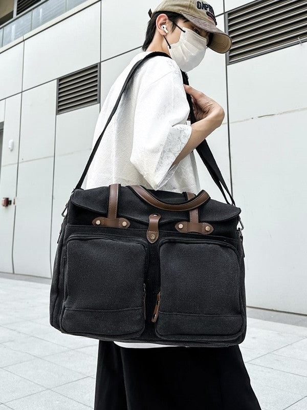 Men's Portable Business Computer Canvas With Crazy Men's Messenger Bag