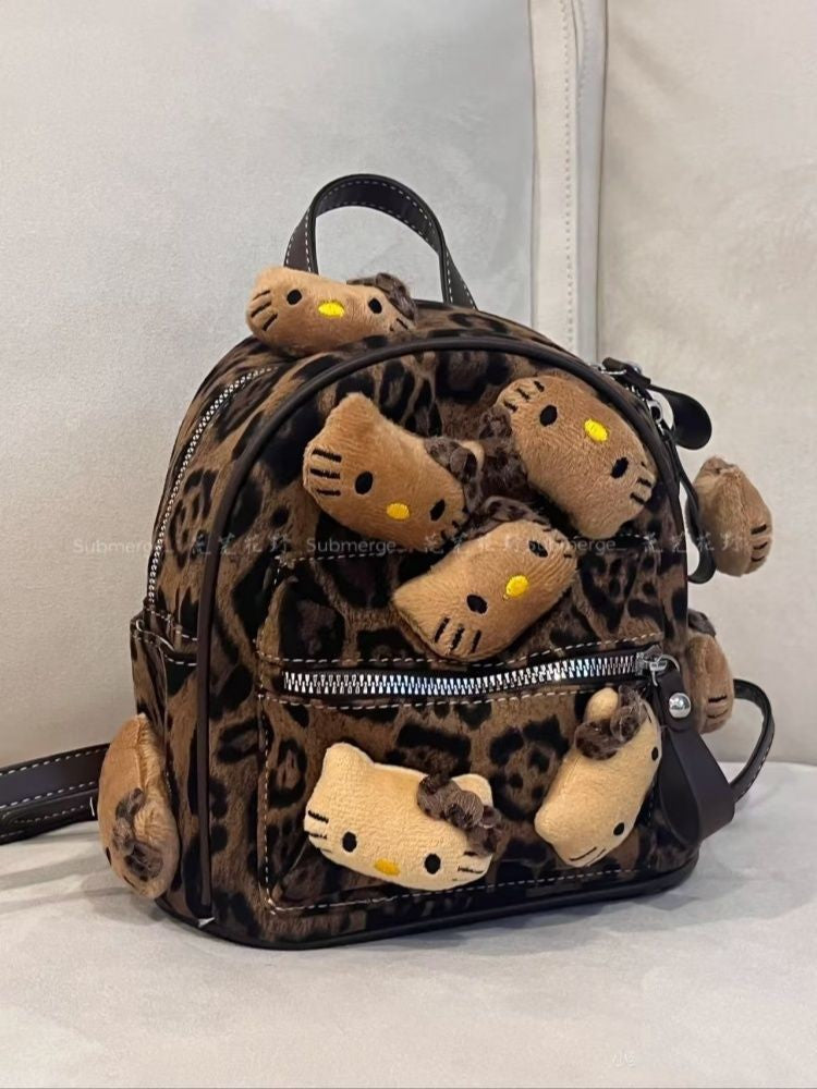 Niche Hot Leopard Print Storage Carrying Backpacks