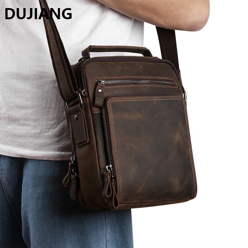 Men's Leather Retro Cowhide Large Capacity Multifunctional Men's Messenger Bag