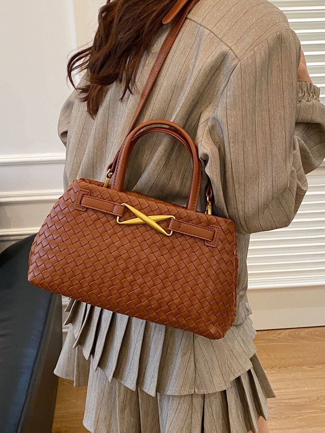 Women's High Sense Woven Fashion Commuter Bags