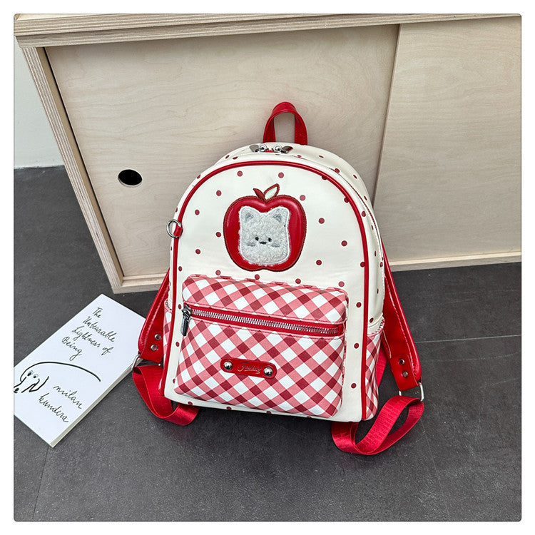 Women's Korean College Style Plaid Printed Polka Women's Backpack