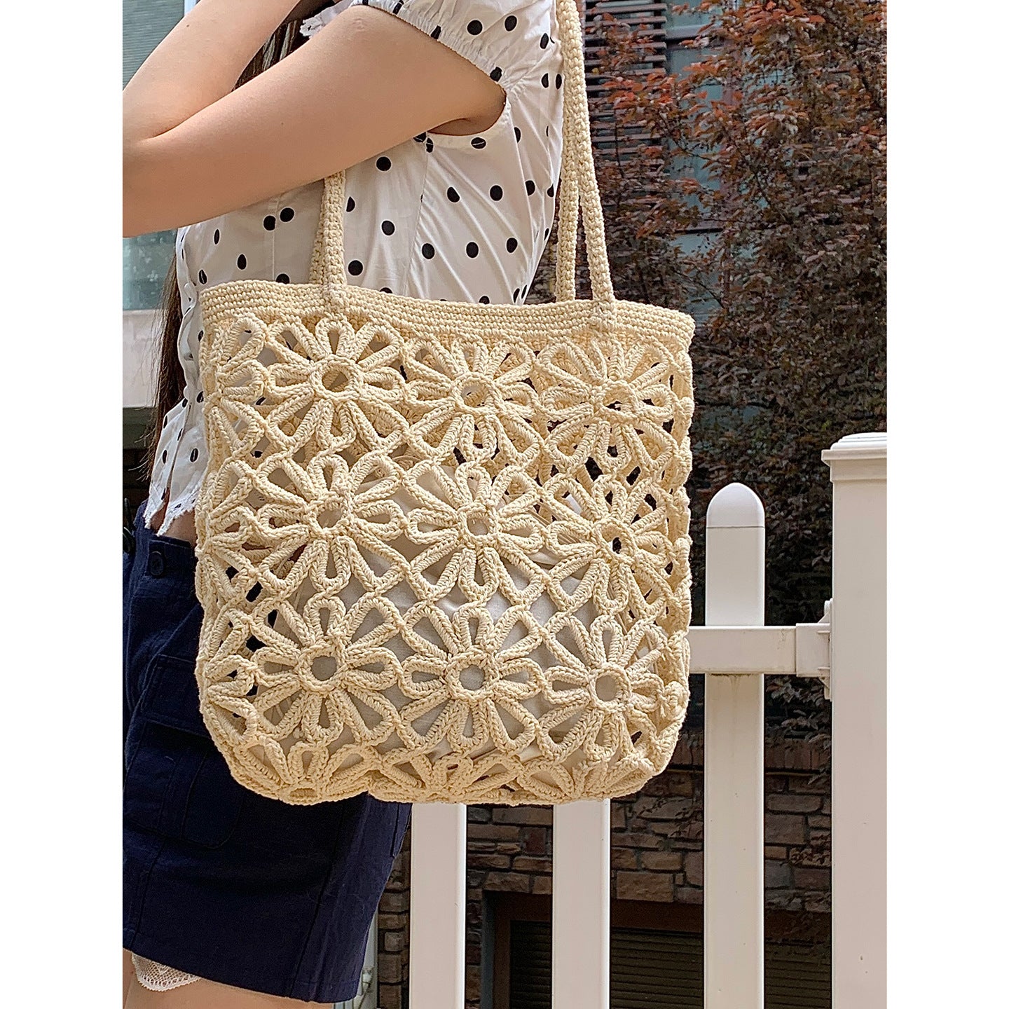 Women's Niche Pastoral Style Woven Large Capacity Underarm Bag