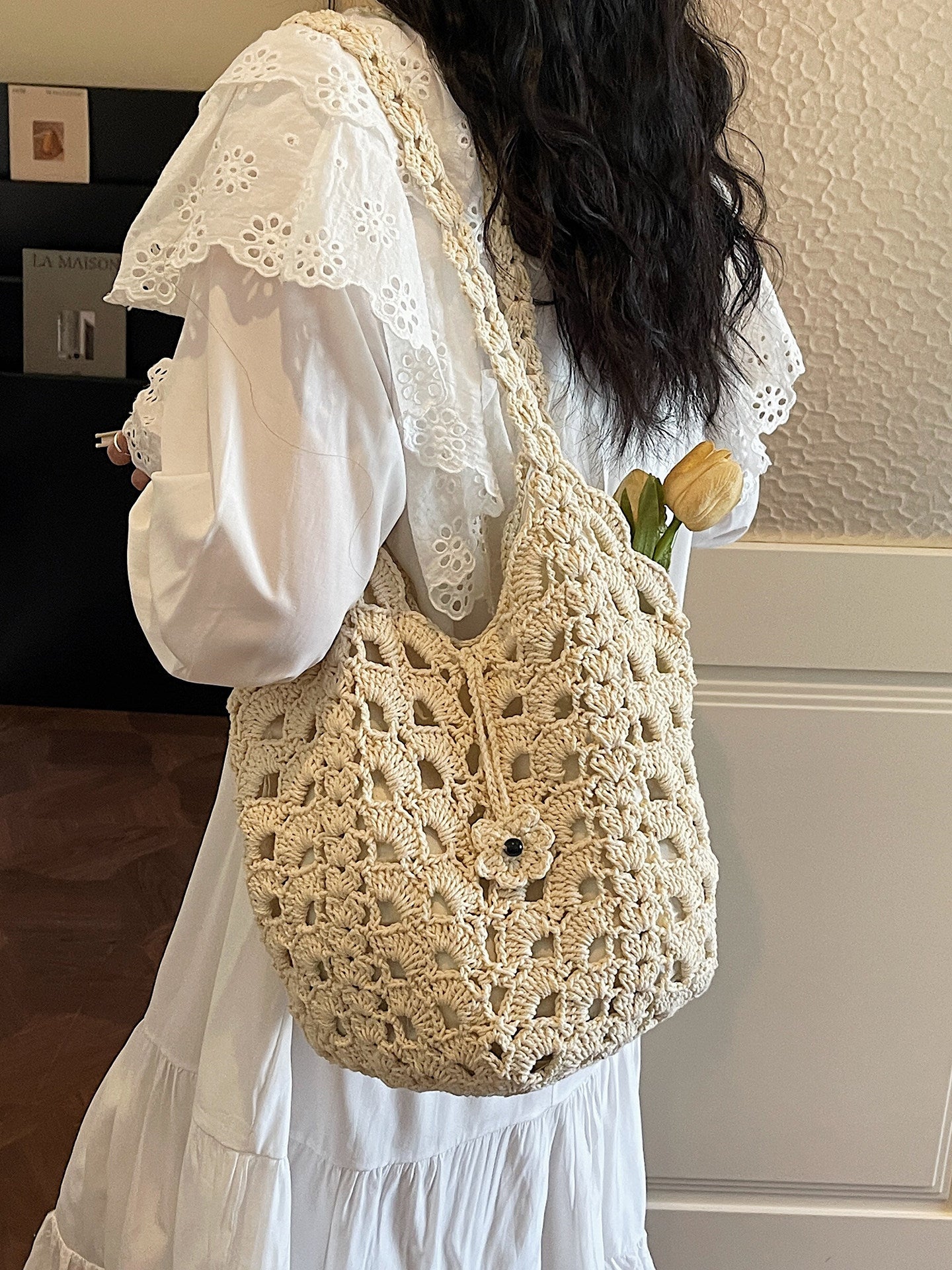 Women's Woven Fashionable Niche Holiday Large Capacity Shoulder Bags