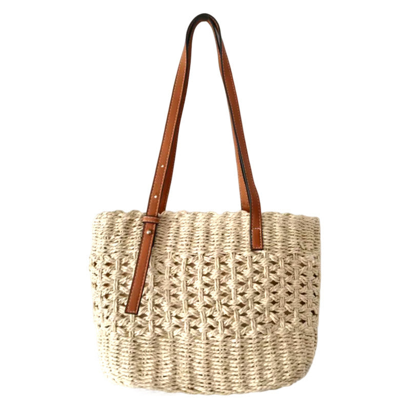 Women's Capacity Straw Summer Seaside Vacation Leisure Simple Support Flower Women's Shoulder Bag