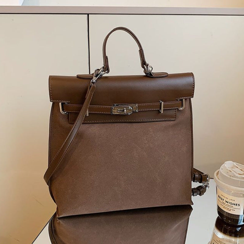 Women's Winter Color Block Matte Retro Commuter Women's Backpack