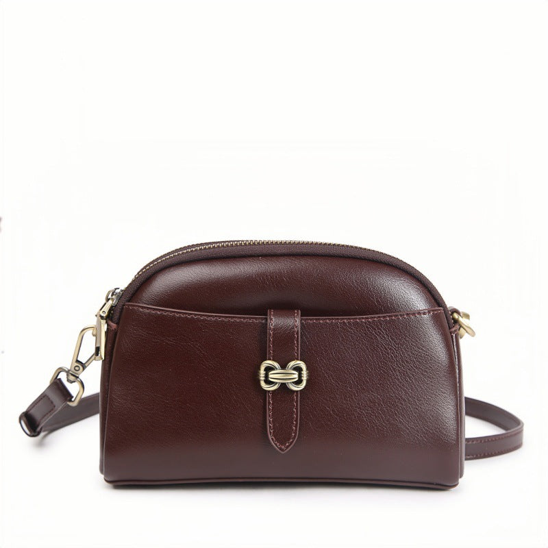Genuine Leather Fashion Retro Oil Wax Women's Messenger Bag