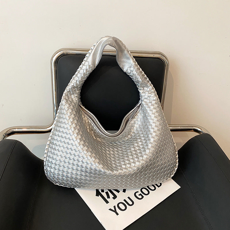 Women's French Style Woven Elegant Underarm Niche Tote Bags