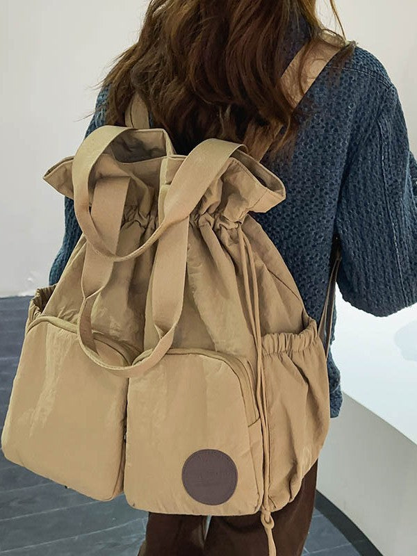Large Capacity Drawstring Commuter Lightweight College Leisure Backpack
