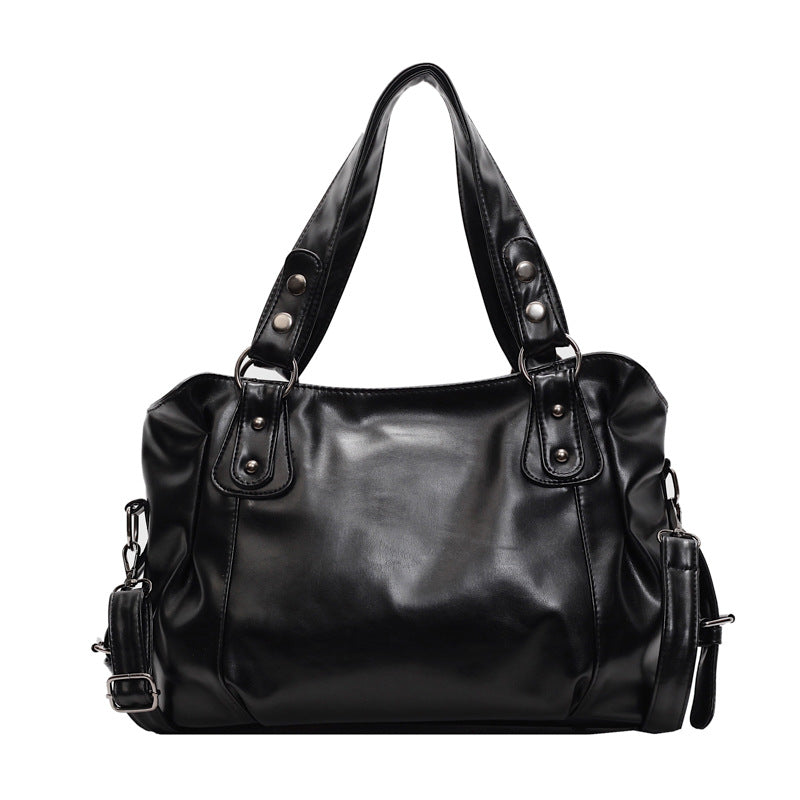 Retro Soft Leather Textured Solid Color Large Capacity Versatile Women's Shoulder Bag