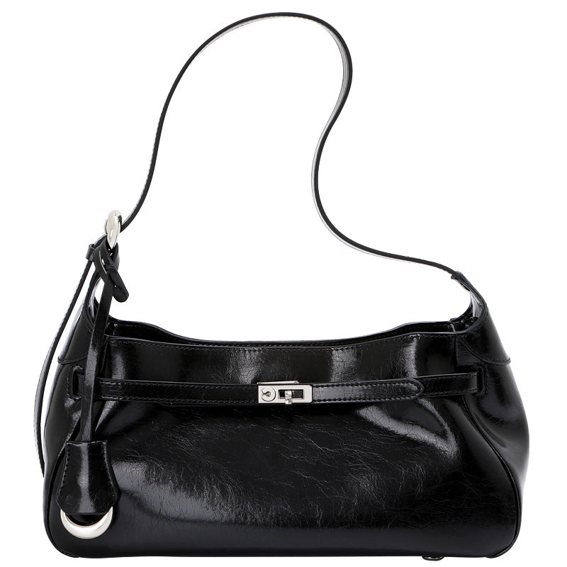 Women's Capacity Totes Cowhide Niche Design Genuine Leather Underarm Bags