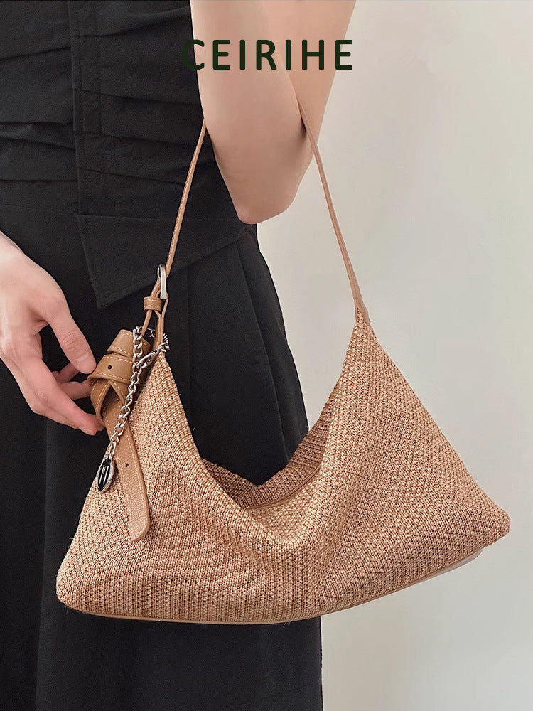 Women's Seaside Vacation Leisure Straw Woven Underarm Summer Idle Bags