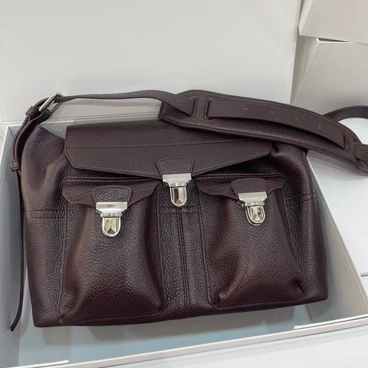 Tanned Leather Motorcycle Large Capacity Vintage Bags