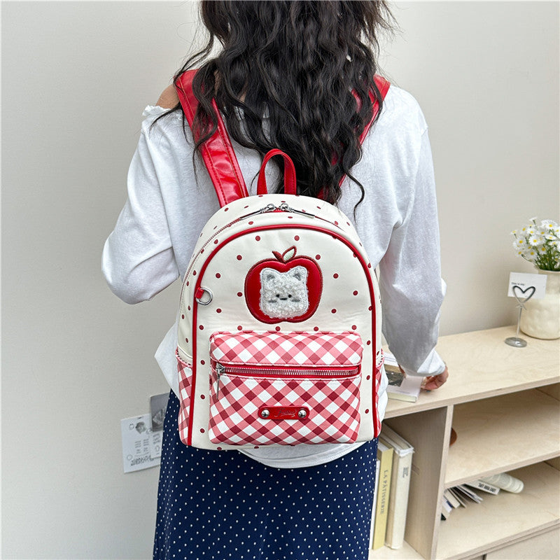 Women's Korean College Style Plaid Printed Polka Women's Backpack