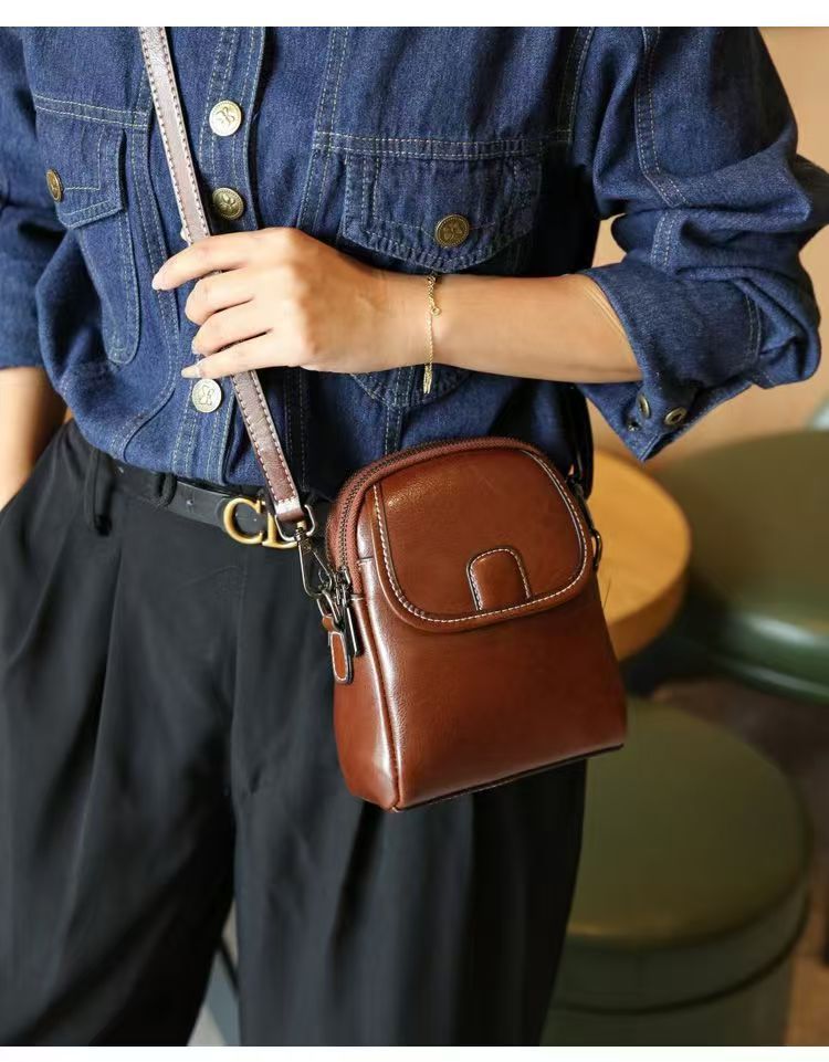 Leather Genuine Vertical Fashion Clothing Matching At Home Mobile Phone Bag