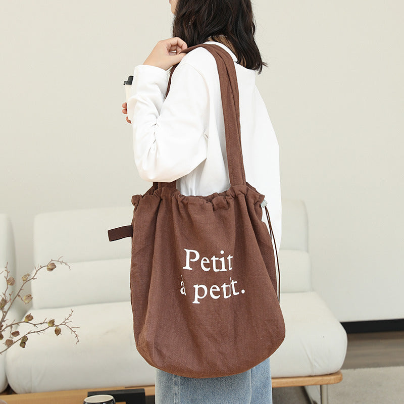 Women's Leisure Cotton Linen Fashion Letters Printed Women's Shoulder Bag