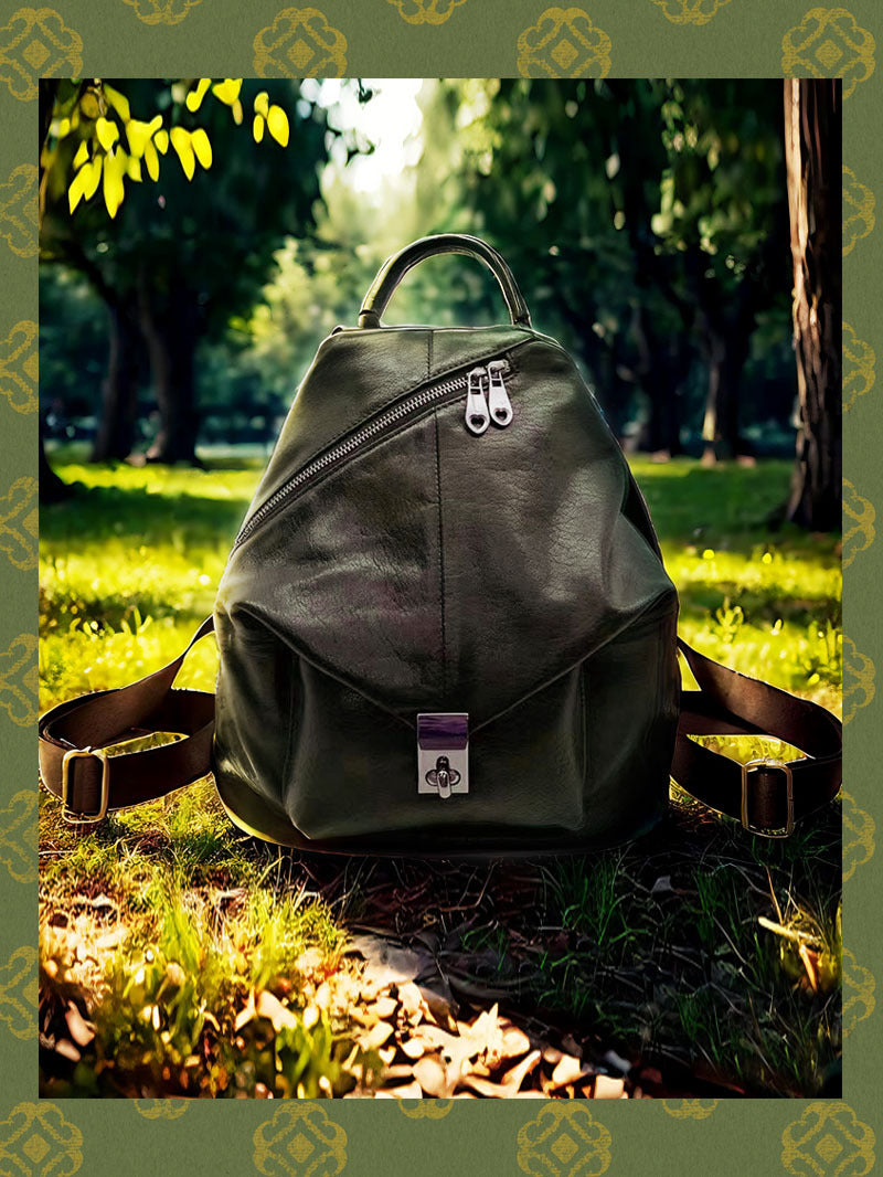 Women's Leather Black First Layer Cowhide Fashion Women's Backpack