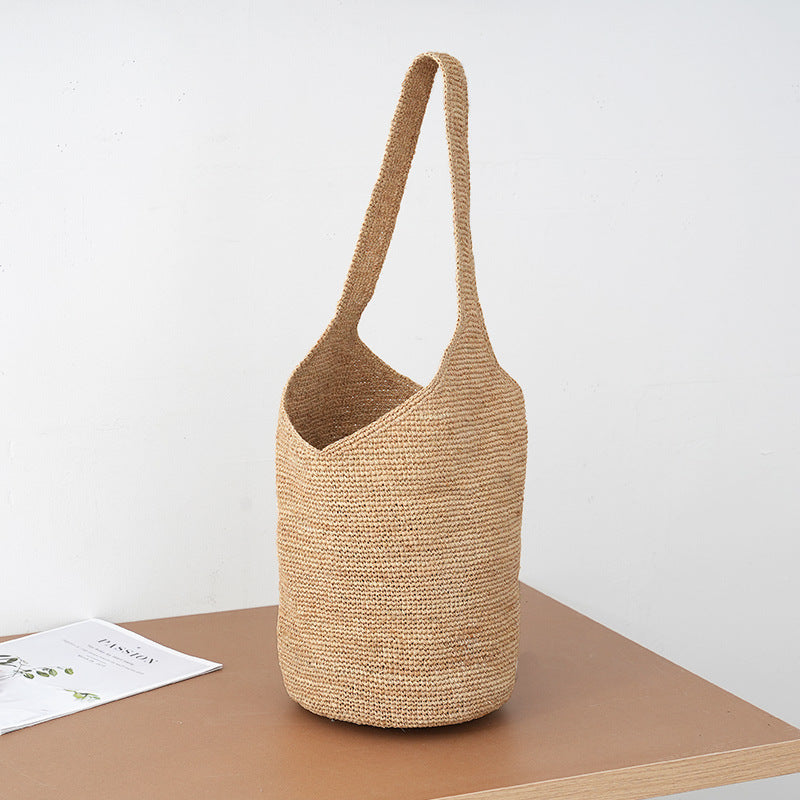 Raffia Handmade Woven Style Vacation Beach Wear Bucket Bags