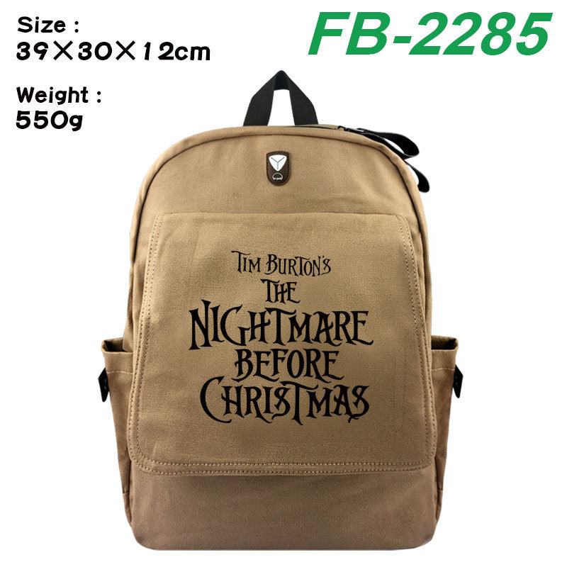 Christmas Night Horror Peripheral Printing Stylish Canvas Backpacks