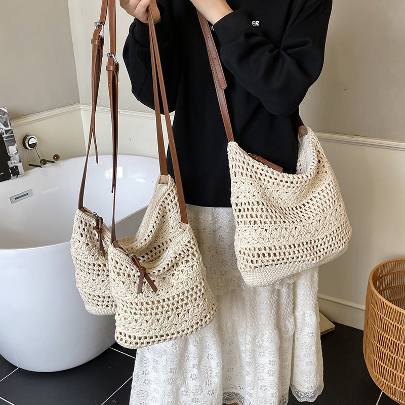 Women's Straw Woven Large Capacity Crocheted Commuter Underarm High-grade Bags