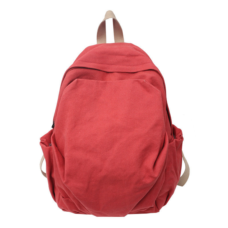 Women's Retro Mori Canvas High College Simple Leisure Backpack