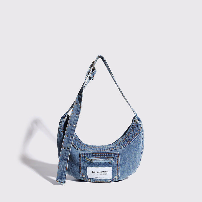 Women's Design Retro Washed Jean Fashion Premium Underarm Bag