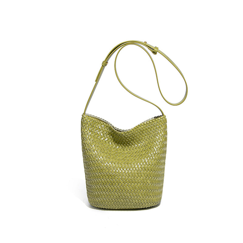 Women's Woven Commuter Idle Style Leisure Vacation Bucket Bag