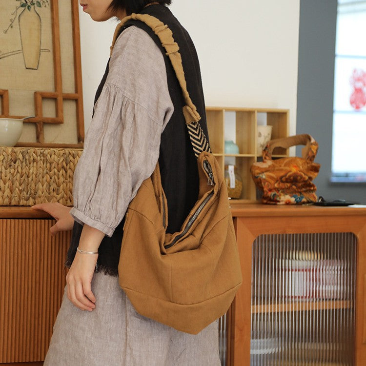 Women's Large Capacity Totes Commuter Canvas Retro Easy Matching Minority Women's Messenger Bag