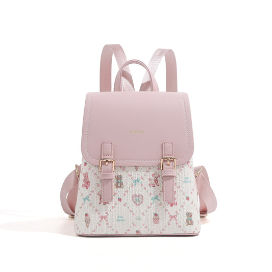 Mi Pink Printing Cute Preppy Style Backpacks