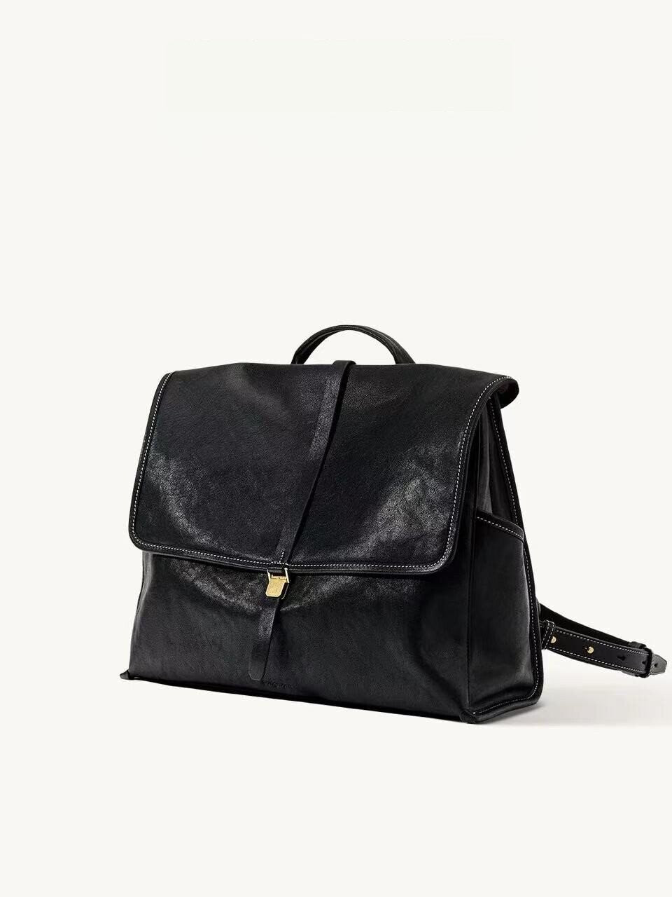 Simple Large Capacity Vegetable Tanned Sheepskin Backpacks