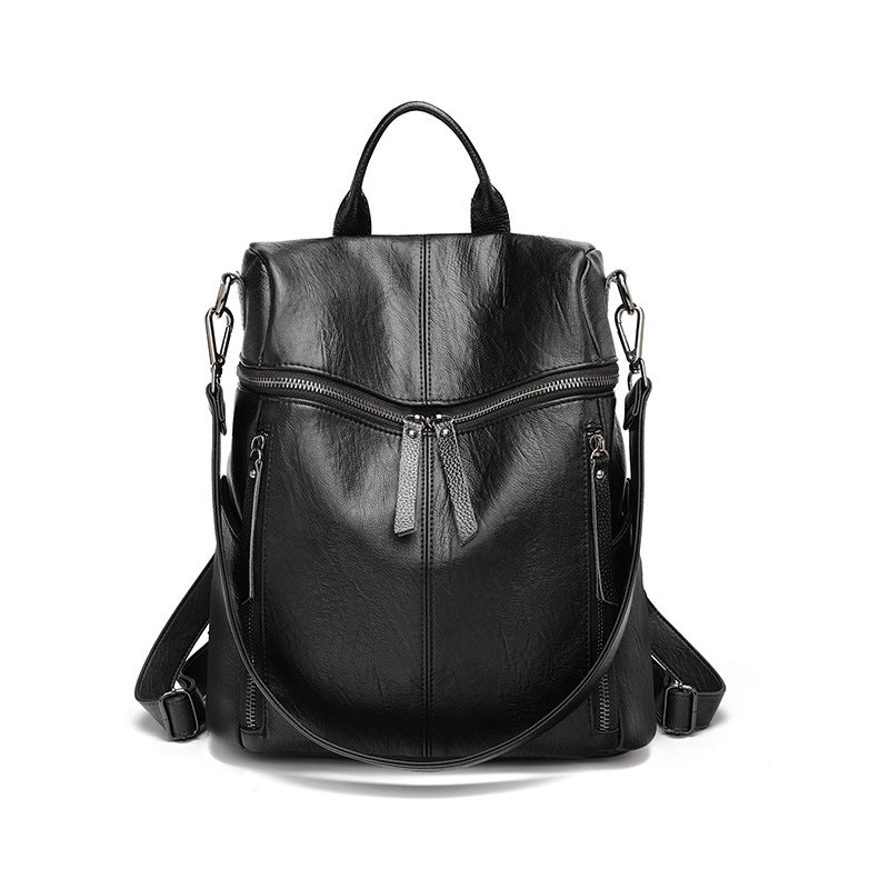 Women's Leather Lightweight Korean Large Capacity Leisure Women's Backpack