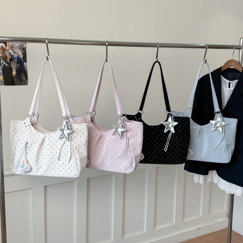 Korean Style Artistic Polka Dot Preppy Personalized Trendy Tote Bag