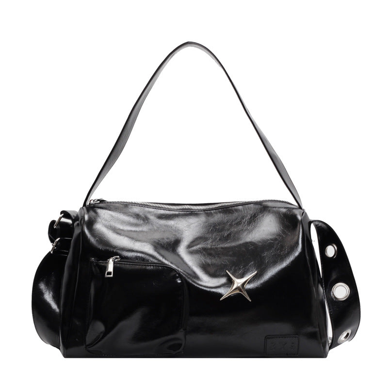 Soft Leather Large Capacity Brown Camp Commuter Women's Shoulder Bag