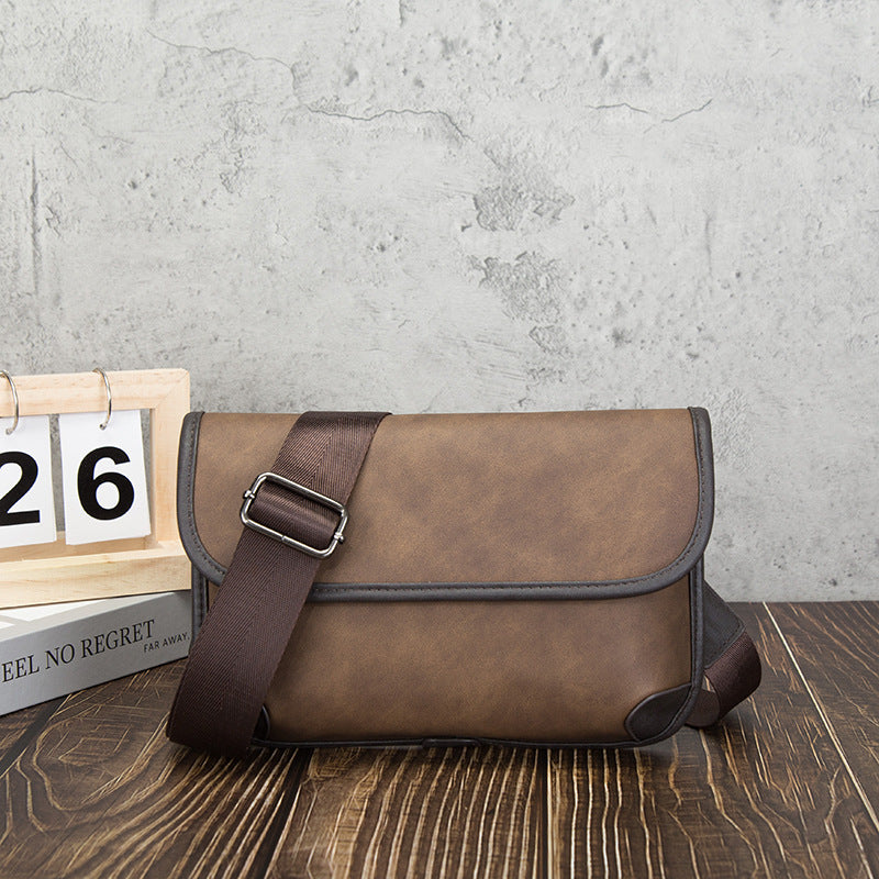 Men's Urban Simple Retro Contrast Color Leather Men's Bags