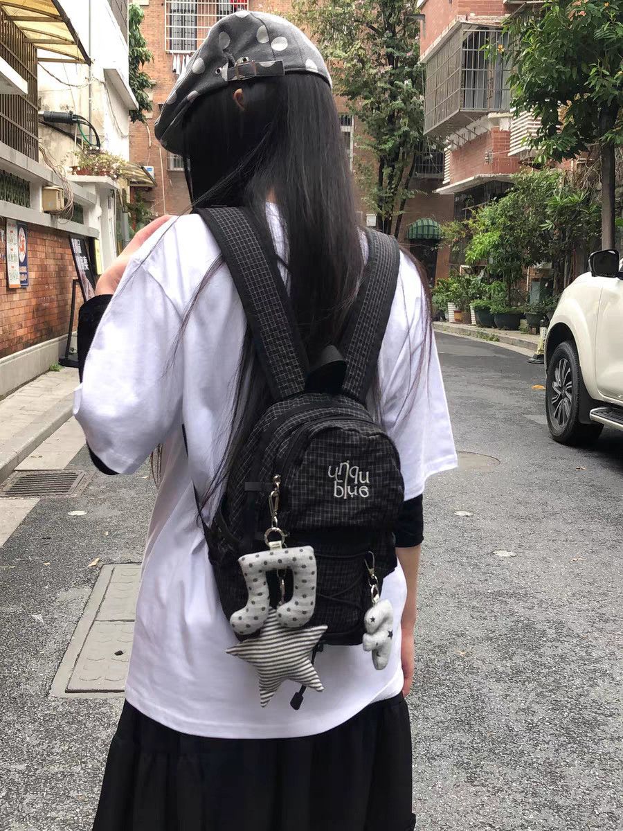 Mountain Drawstring Plaid Female Commuter Portable Backpacks