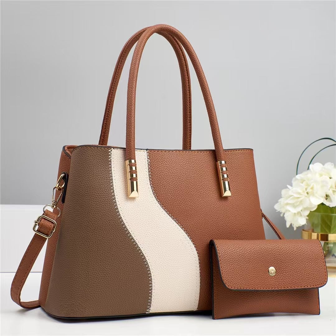 Women's Summer Color Contrast Patchwork Fashion Large Capacity Women's Handbag