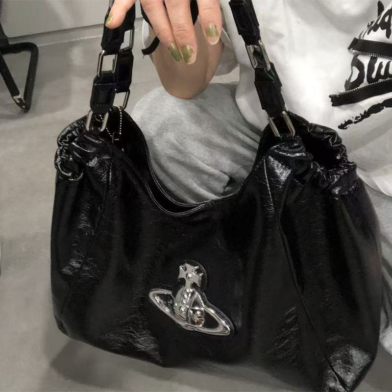 Women's High Version Rear Hobo Saturn Lychee Pattern Underarm Bag