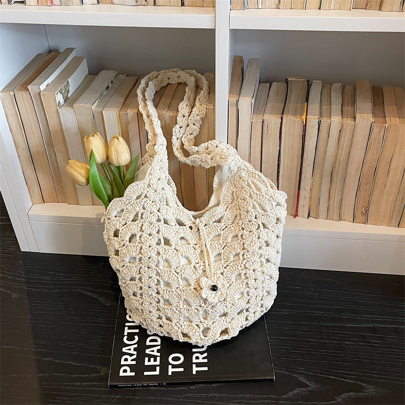 Women's Hollow Straw Large Capacity Summer Single Seaside Vacation Style Women's Shoulder Bag