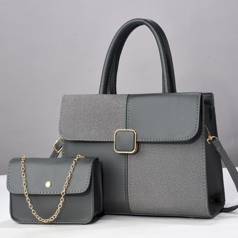 Fixed Large Capacity Contrast Color Embossed Fashion Handbags
