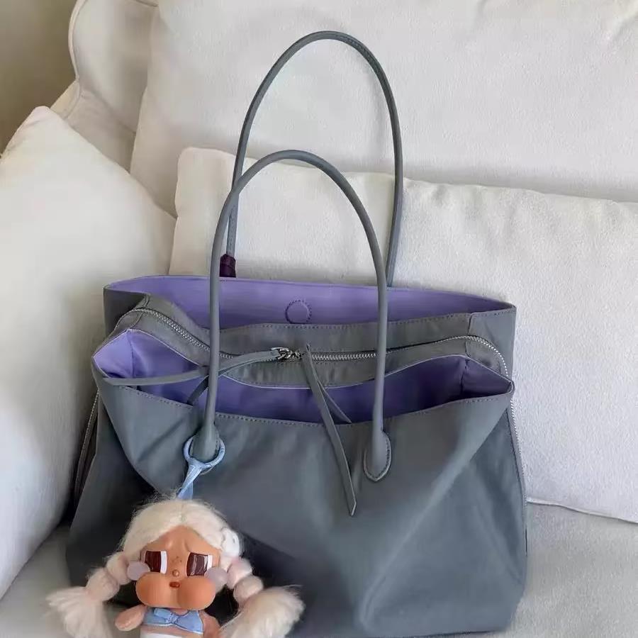 Women's Korean Style Purple Nylon Large Capacity Commuter Tote Bag