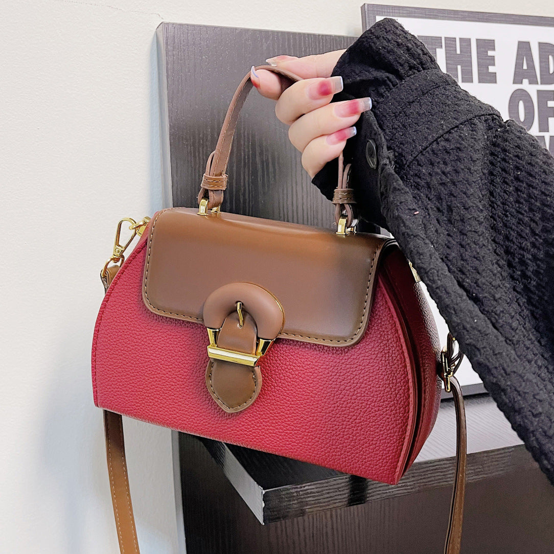 Women's Retro Color Contrast Patchwork Niche Design Women's Handbag