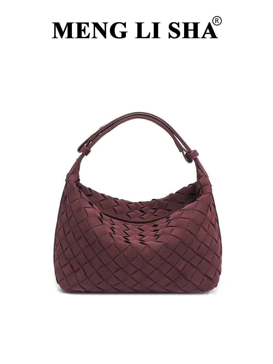 Women's Matte Leather Texture Woven Portable Lunch Atmosphere Food Basket Bags