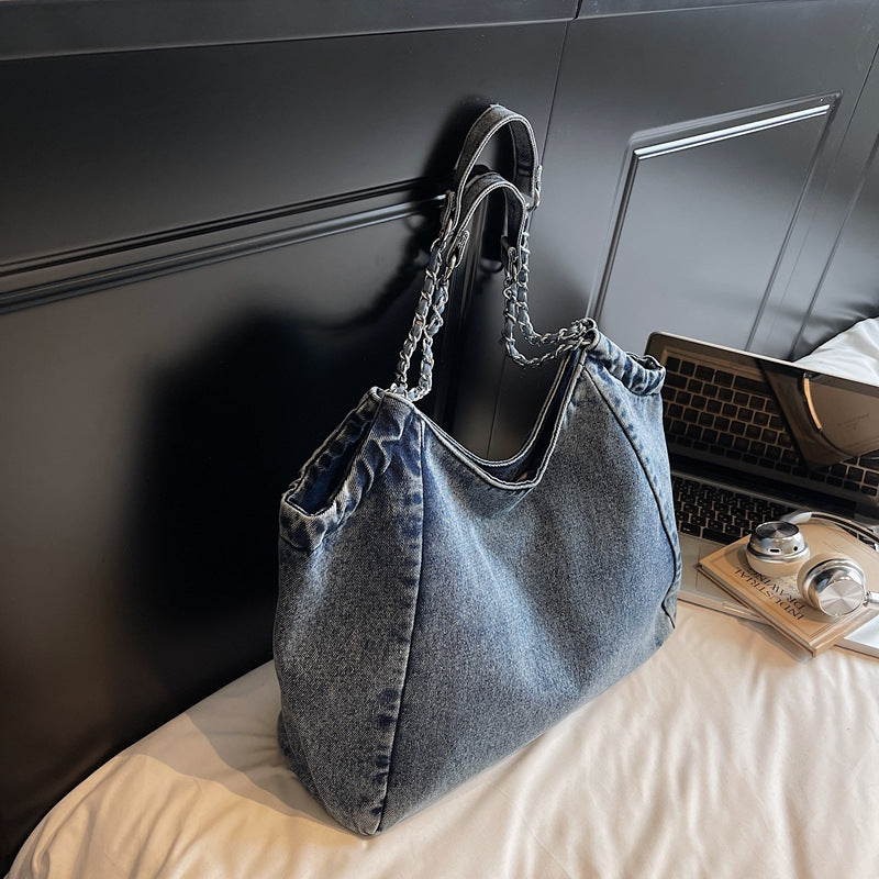Women's Denim Fashion Retro Large Capacity Underarm Women's Shoulder Bag