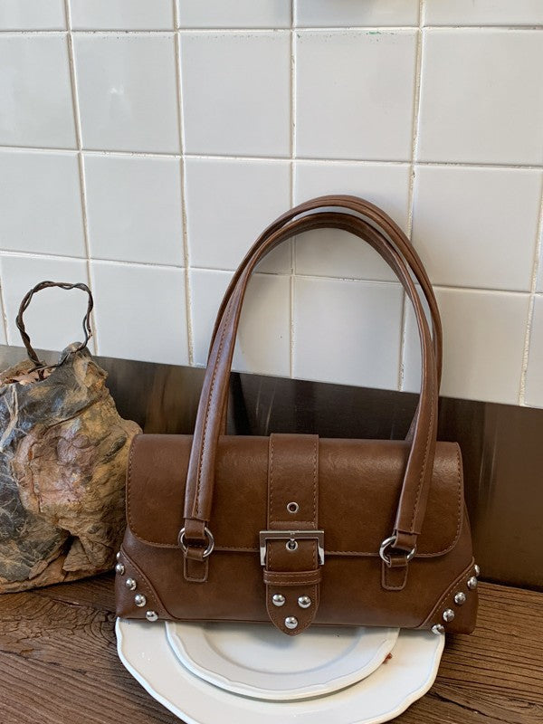 Niche Motorcycle Rivet Baguette Female Spring Fashion Large Capacity Daily Bags