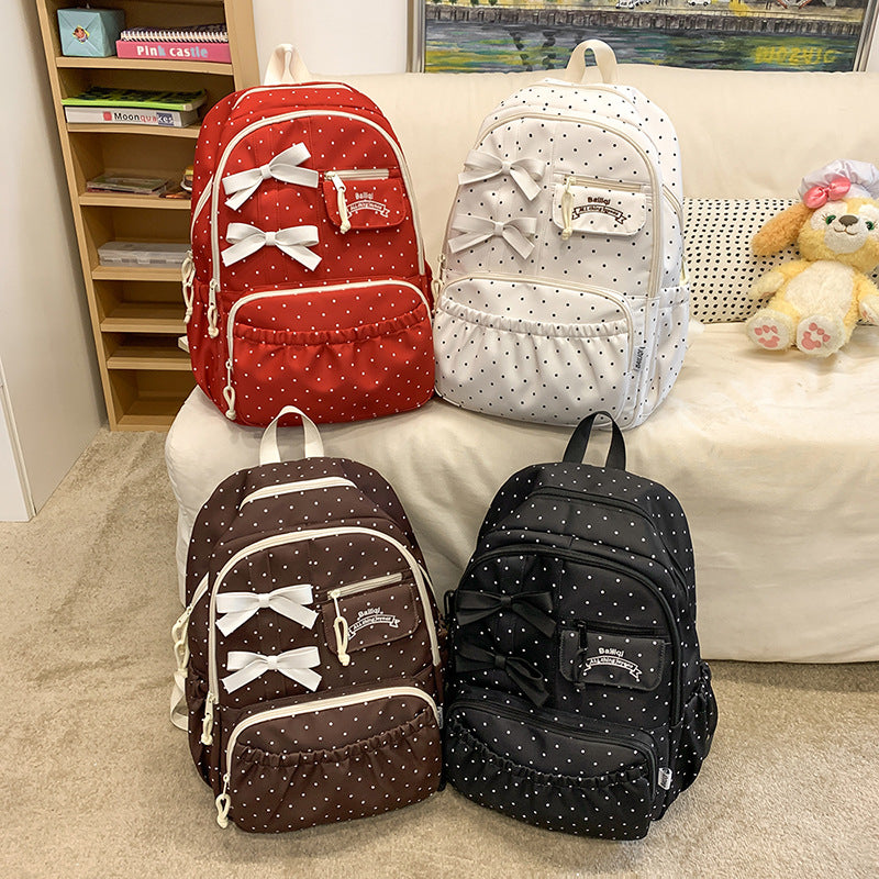 Style College Female Junior High Fashion Polka Dot Simple Large Leisure Backpack