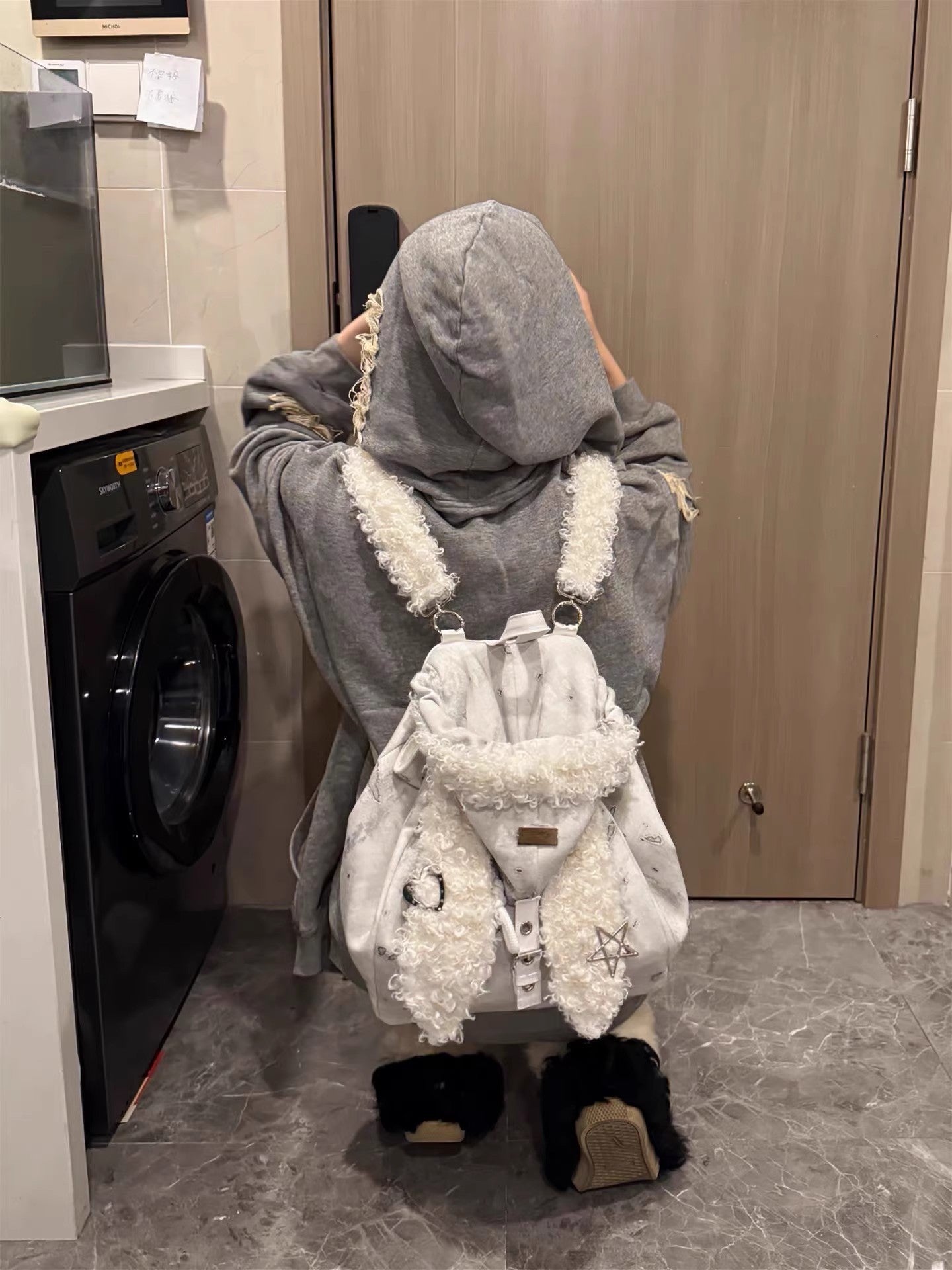 Women's Rabbit Ears Hat Large Capacity Versatile Women's Backpack