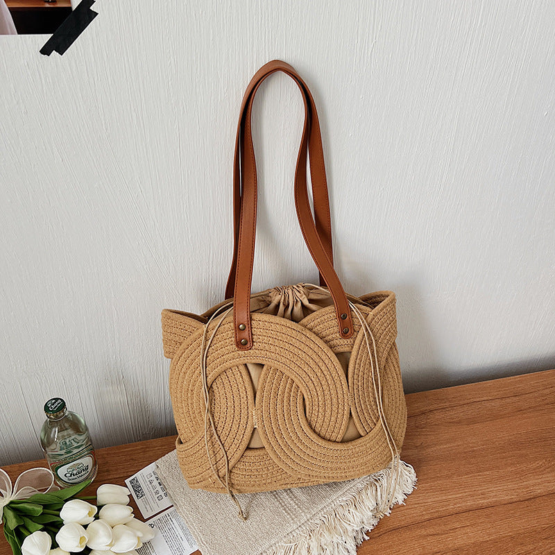 Women's Woven Fashion Vacation Hollow Large Capacity Tote Bag