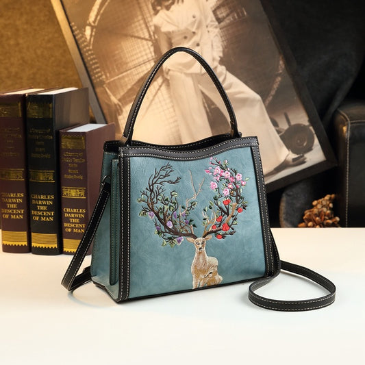 Chinese Style Embroidery Sika Deer Design Women's Handbag