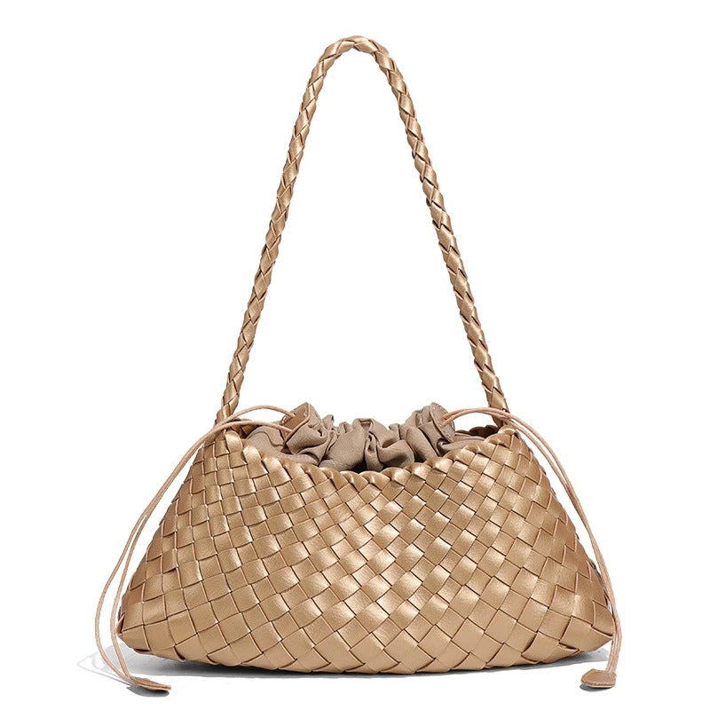Women's Summer Niche Design Woven Large Capacity French Canvas Lazy Underarm Bag